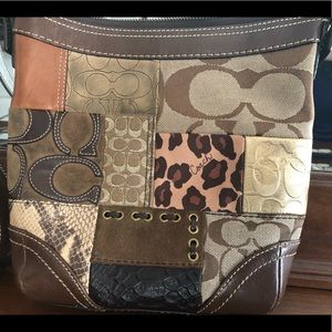 Patchwork multi brown/gold coach purse